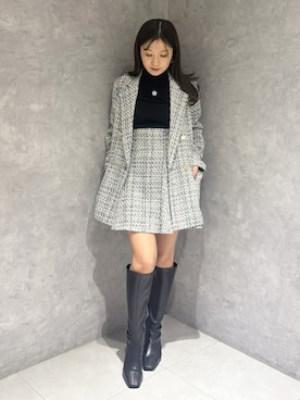 「MERCURYDUO（マーキュリーデュオ）のアイテム（テーラードジャケット）」を使った、kaho さん（レディース・151cm）の冬コーディネート