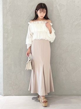 「MERCURYDUO（マーキュリーデュオ）のアイテム（シューズ）」を使った、kaho さん（レディース・151cm）の夏コーディネート
