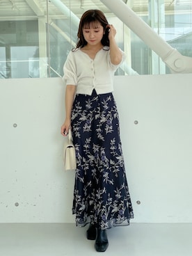 「MERCURYDUO（マーキュリーデュオ）のアコーディオンスクエアBAG（ハンドバッグ）」を使った、kaho さん（レディース・151cm）の夏コーディネート