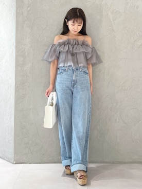 「MERCURYDUO（マーキュリーデュオ）のアイテム（シューズ）」を使った、kaho さん（レディース・151cm）の夏コーディネート