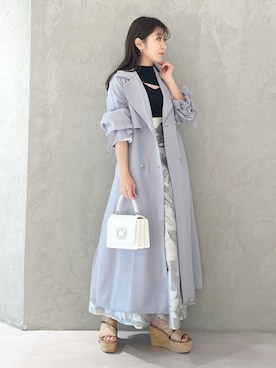 「アウターコーデ」｜「アイテム（トレンチコート）」を使った、kaho さん（レディース・151cm）の春コーディネート