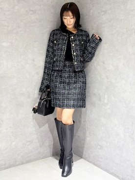 「アイテム（ノーカラージャケット）」を使った、kaho さん（レディース・151cm）の秋コーディネート