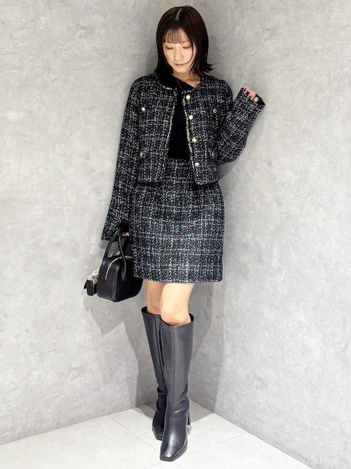 詳細確認用画像  マーキュリーデュオファンシーツイードコート マーキュリーデュオ MERCURYDUO 【セットアップ着用可】異素材ツイード