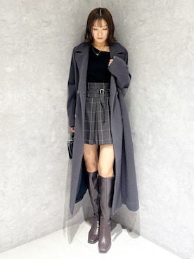 「アイテム（チェスターコート）」を使った、kaho さん（レディース・151cm）の冬コーディネート