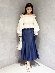 2WAYオフショルシャーリングブラウス｜マーキュリーデュオ