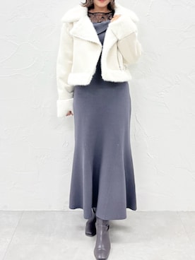 「アイテム（ムートンコート）」を使った、kaho さん（レディース・151cm）の冬コーディネート