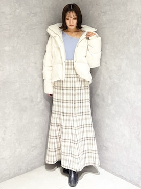 「アイテム（ダウンジャケット/コート）」を使った、kaho さん（レディース・151cm）の冬コーディネート