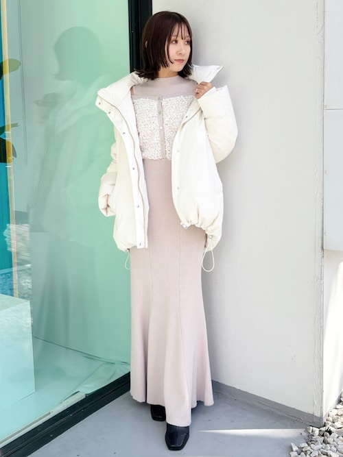 ツイードニットカーデドッキングマーメイドニットワンピース