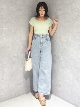 「MERCURYDUO（マーキュリーデュオ）のアイテム（ショルダーバッグ）」を使った、kaho さん（レディース・151cm）の夏コーディネート