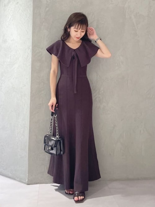 ⭐︎美品⭐︎MERCURYDUO ビックカラージャガードニットワンピース Sサイズ セール】ビックカラージャガードニットワンピース（ワンピース