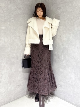 「アイテム（ムートンコート）」を使った、kaho さん（レディース・151cm）の秋コーディネート