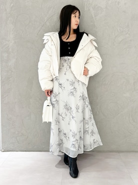 「MERCURYDUO（マーキュリーデュオ）のアイテム（ダウンジャケット/コート）」を使った、kaho さん（レディース・151cm）の秋コーディネート