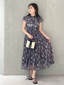 G3338*マーキュリーデュオ☆Aライン☆花柄☆ワンピース☆緑グリーン☆F G3338*マーキュリーデュオ☆Aライン☆花柄☆ワンピース☆緑