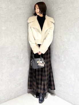 「アイテム（ムートンコート）」を使った、kaho さん（レディース・151cm）の冬コーディネート