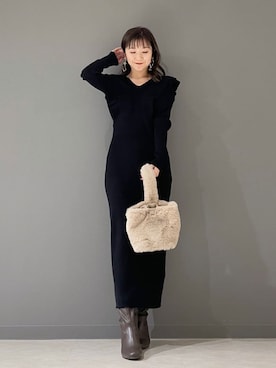 「アイテム（その他アウター、ブラウン系）」を使った、kaho さん（レディース・151cm）の冬コーディネート
