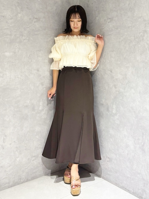 バックレースアップストレッチマーメイドスカート
