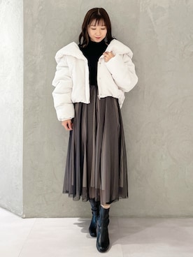 「MERCURYDUO（マーキュリーデュオ）のアイテム（ダウンジャケット/コート）」を使った、kaho さん（レディース・151cm）の冬コーディネート