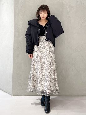 「MERCURYDUO（マーキュリーデュオ）のアイテム（ダウンジャケット/コート）」を使った、kaho さん（レディース・151cm）の冬コーディネート