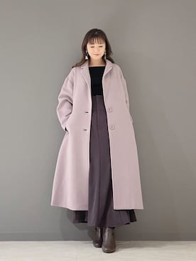 「アイテム（その他アウター、ピンク系）」を使った、kaho さん（レディース・151cm）の冬コーディネート