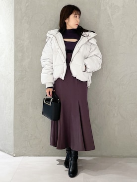 「MERCURYDUO（マーキュリーデュオ）のアイテム（ダウンジャケット/コート）」を使った、kaho さん（レディース・151cm）の秋コーディネート