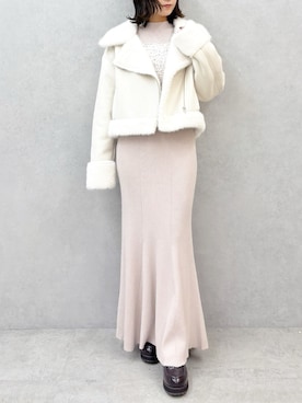 「アイテム（ムートンコート）」を使った、kaho さん（レディース・151cm）の秋コーディネート