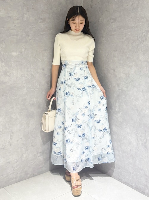 セール】レイヤード花柄ニットドッキングワンピース（ワンピース