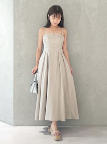 リネンライクバックレースアップキャミワンピース｜マーキュリーデュオ