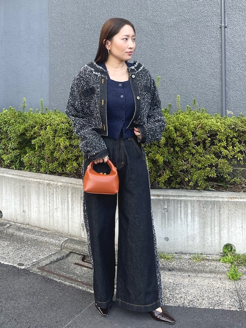 セール】ツイードライクノーカラーデニムジャケット 【春服