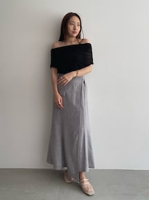 LAGUNAMOON ツイードウエストアシメナローフレアスカート LAGUNAMOON スカート ツイードウエストアシメナローフレア