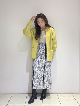 「柄物」｜「アイテム（その他アウター）」を使った、MISAKI KUBOさん（レディース・157cm）の秋コーディネート
