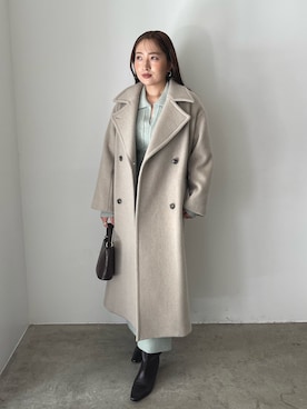 「アイテム（ステンカラーコート）」を使った、MISAKI KUBOさん（レディース・157cm）の秋コーディネート