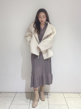 「ランチコーデ」｜「アイテム（ジャケット/アウター）」を使った、MISAKI KUBOさん（レディース・157cm）の秋コーディネート