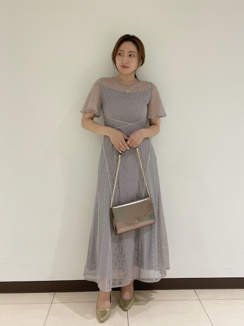LAGUNAMOON ドレス LADYウエストクロスナローレースワンピース