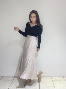 「スタイリング」｜「アイテム（ブーツ）」を使った、MISAKI KUBOさん（レディース・157cm）の秋コーディネート