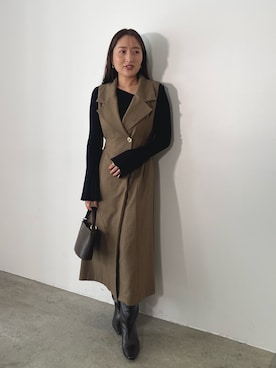 「アイテム（ジャンパースカート）」を使った、MISAKI KUBOさん（レディース・157cm）の秋コーディネート