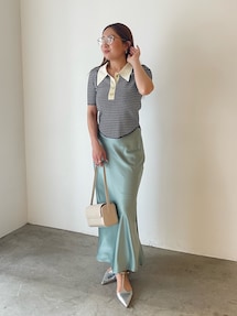 接触冷感】【マシンウォッシャブル】スリットサテンナロースカート