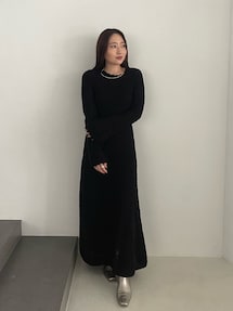 【新品未使用】ラグナムーン　ダイヤパターンモヘヤニットワンピース　ブラック ダイヤパターンモヘヤニットワンピース｜ラグナムーン