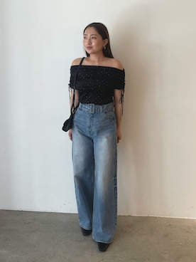 「LAGUNAMOON（ラグナムーン）のアイテム」を使った、MISAKI KUBOさん（レディース・157cm）の夏コーディネート