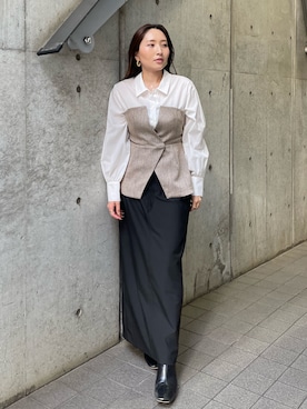 「LAGUNAMOON（ラグナムーン）のアイテム（ピアス（両耳用））」を使った、MISAKI KUBOさん（レディース・157cm）の秋コーディネート