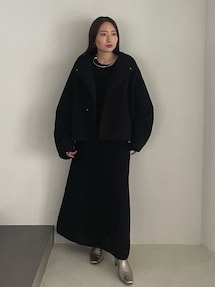 【新品未使用】ラグナムーン　ダイヤパターンモヘヤニットワンピース　ブラック ダイヤパターンモヘヤニットワンピース｜ラグナムーン