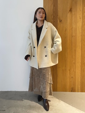 「アイテム（テーラードジャケット、ホワイト系）」を使った、MISAKI KUBOさん（レディース・157cm）の秋コーディネート