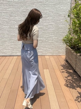 「LAGUNAMOON（ラグナムーン）のカッティングヒールサンダル（サンダル）」を使った、MISAKI KUBOさん（レディース・157cm）の夏コーディネート