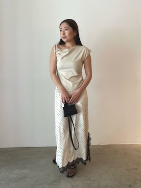 「LAGUNAMOON（ラグナムーン）のアイテム」を使った、MISAKI KUBOさん（レディース・157cm）の夏コーディネート