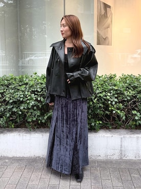 「LAGUNAMOON（ラグナムーン）のスクエアショートブーツ（ブーツ、ブラック系）」を使った、MISAKI KUBOさん（レディース・157cm）の夏コーディネート