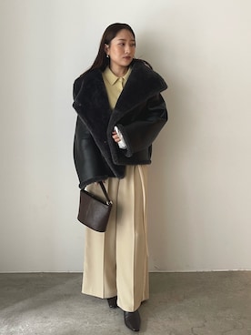 「アイテム（ムートンコート）」を使った、MISAKI KUBOさん（レディース・157cm）の秋コーディネート