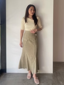 LAGUNAMOON ツイードウエストアシメナローフレアスカート LAGUNAMOON スカート ツイードウエストアシメナローフレア