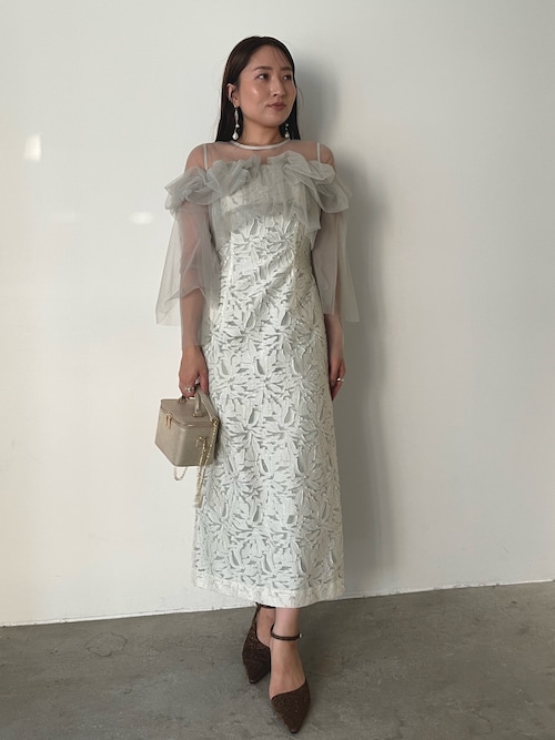 LADYボリュームチュールジャガードドレス｜ラグナムーン（LAGUNAMOON