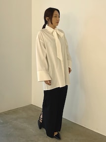 柳橋唯コラボ】ワイドスリーブタイネックシャツ｜ラグナムーン