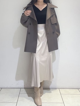 「スタイリング」｜「アイテム（ジャケット/アウター）」を使った、MISAKI KUBOさん（レディース・157cm）の秋コーディネート