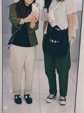 「カーキ×ホワイト」｜klittleさん（レディース・152cm）の秋コーディネート